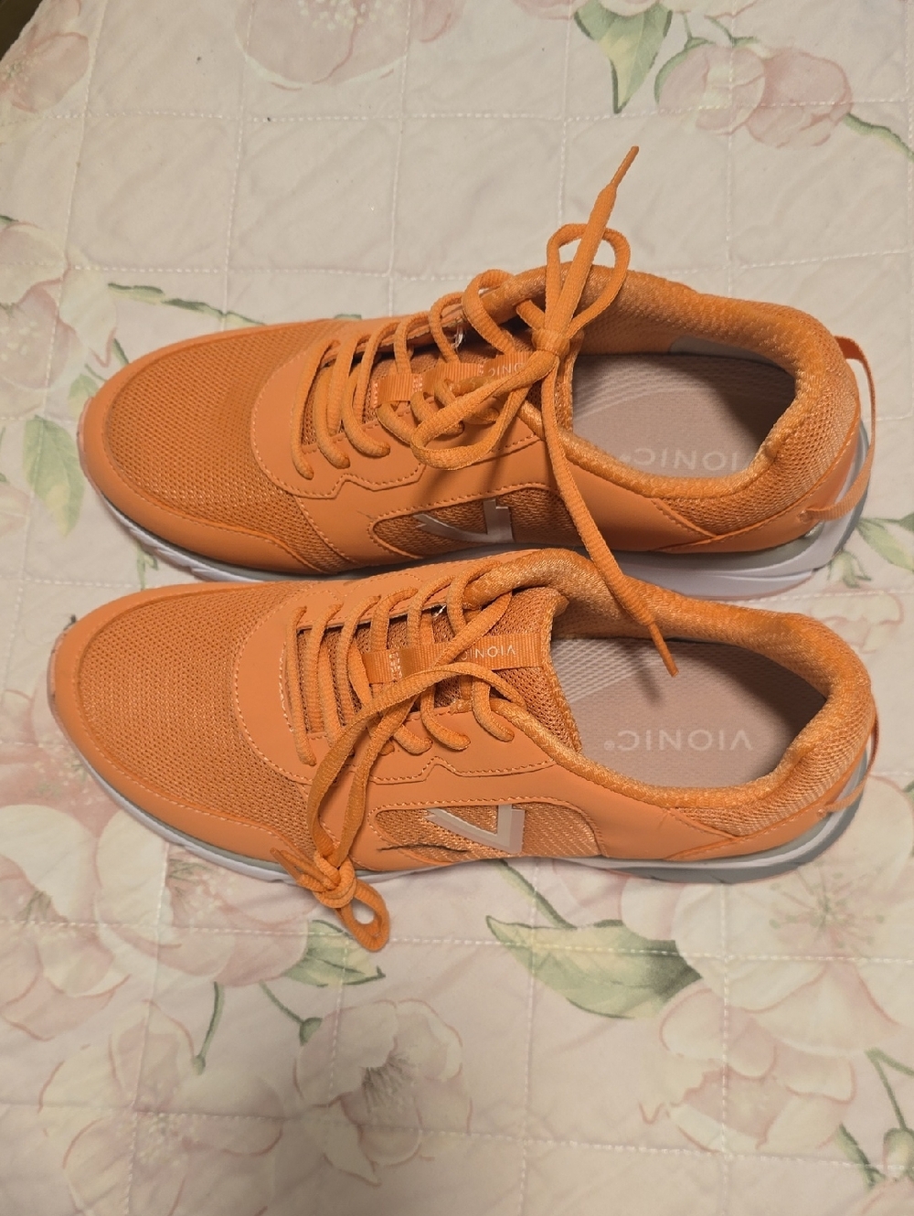 Vionic Orange Knit Lace-Up Sneakers